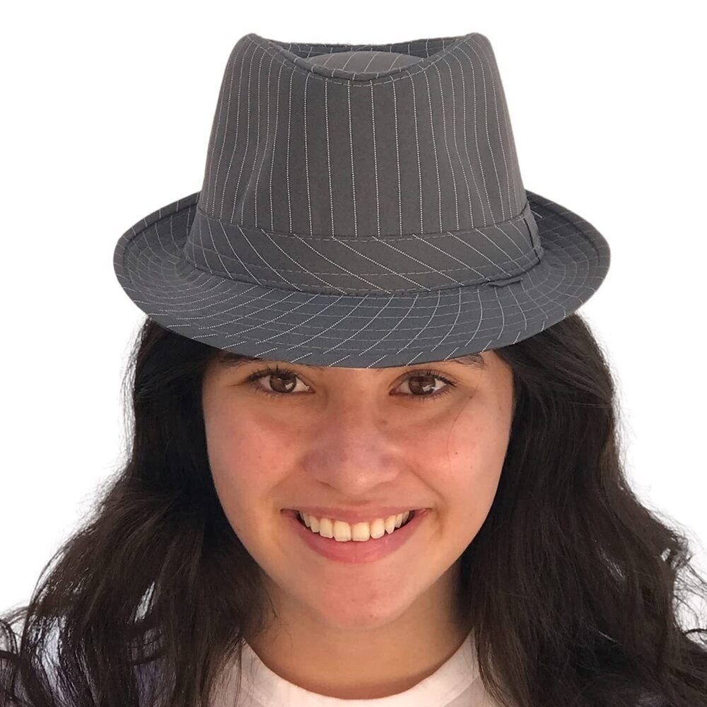 5693 Banded Stripe Fedora Pinstripe Thin Brim Trbly Hat Ganster Gatsby